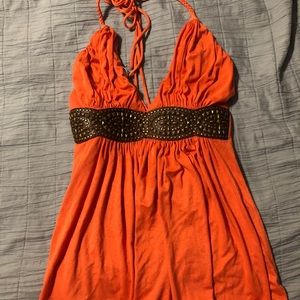 Sky orange flowy top